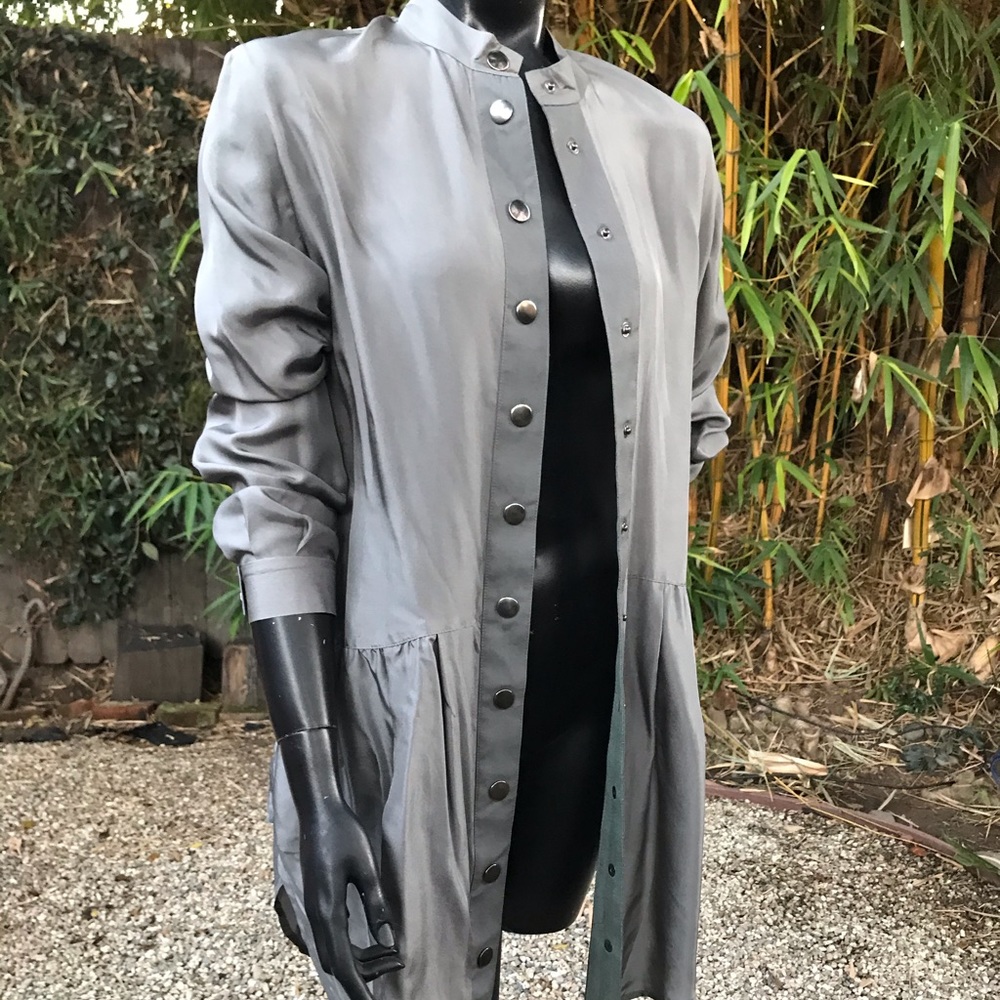 Snap front Silk Shirt Dress
